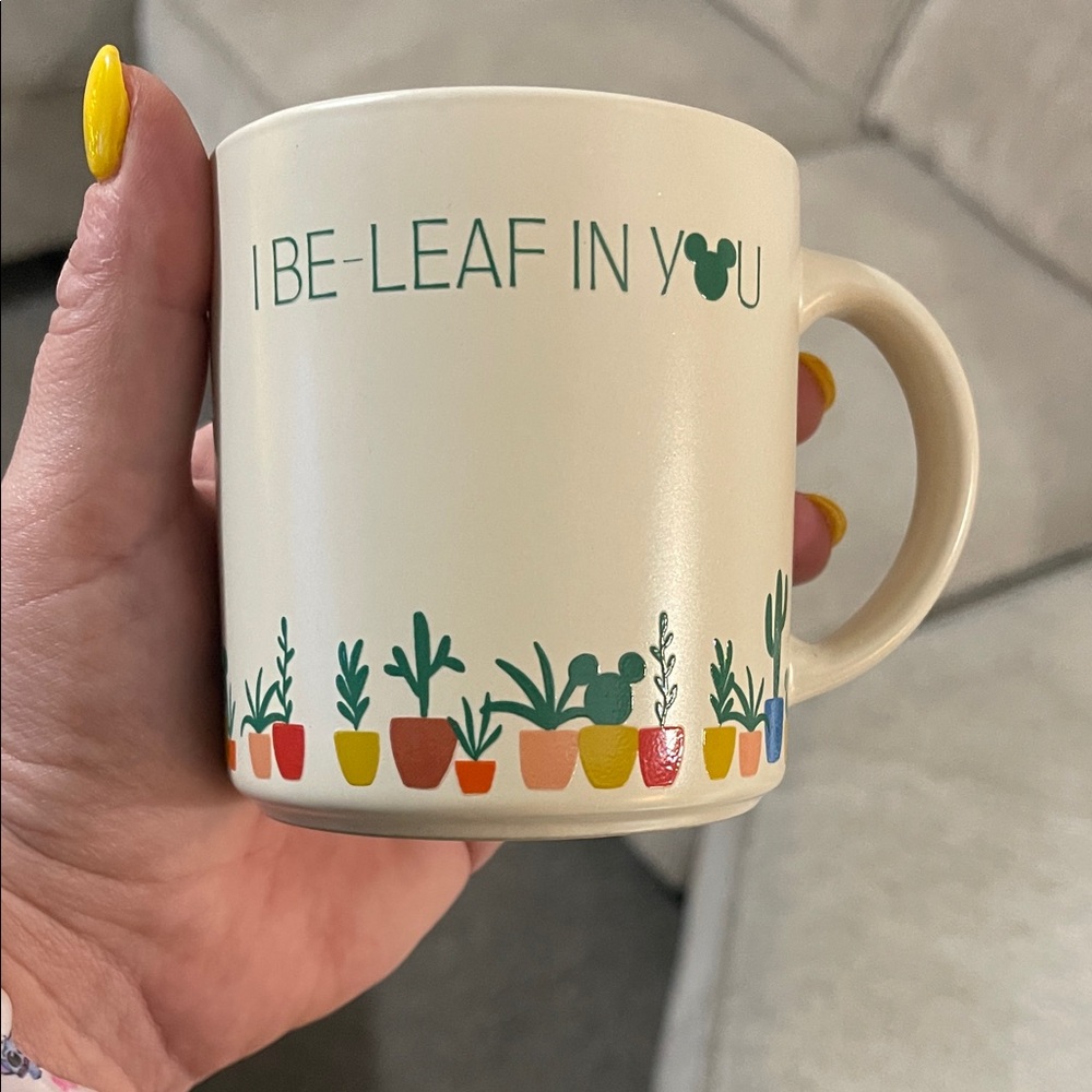 Disney Cream Mug with Colorful Plant Design